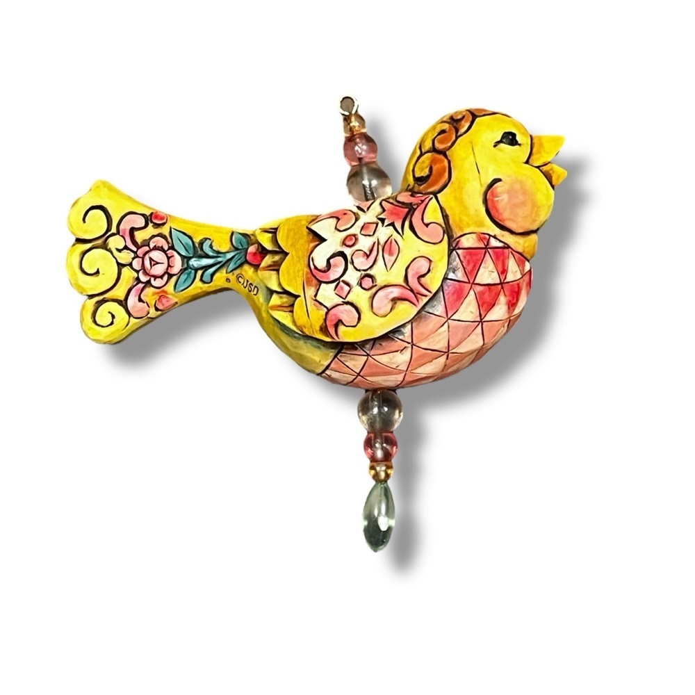 Jim Shore Canary Bird Ornament Beaded Christmas Decor Heartwood Creek Folk Art
